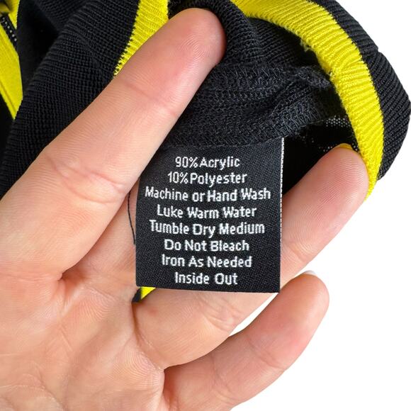 Exclusively Misook Black Knit Yellow Trim Covered Zipper Layering Jacket Blazer - Picture 11 of 11